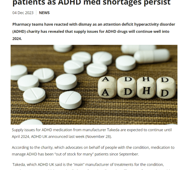 Chemist and Druggist: Pharmacies field calls from ‘anxious’ patients as ADHD med shortages persist